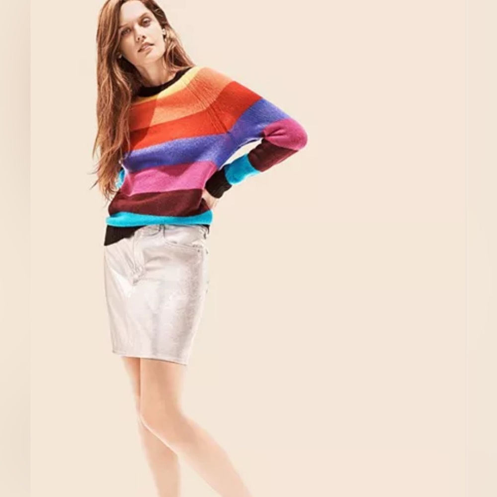 AQUA striped soft cashmere sweater